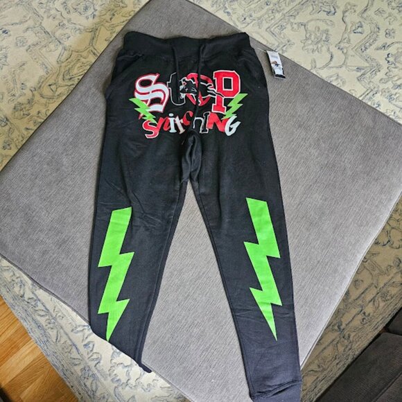 SHHH Men's Black Stop Snitching Pullover Hoodie & Joggers Trousers Size Small - Picture 6 of 12